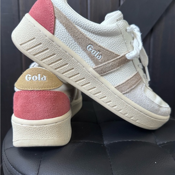 Gola Shoes - Gola Cream and Pink Casual Sneakers